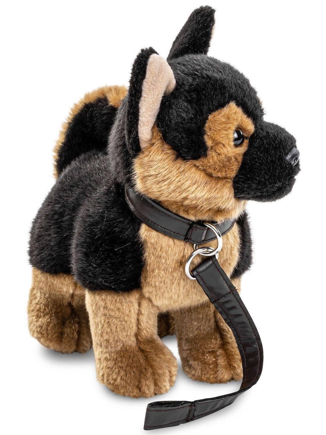 German Shepherd Puppy, with Leash, Lifelike Plush Toy
