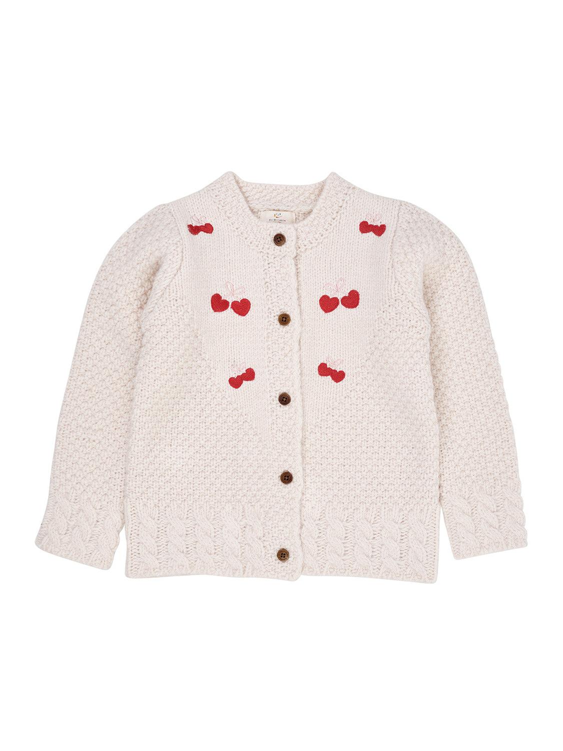 Lambswool Cardigan w. bow embroidery
