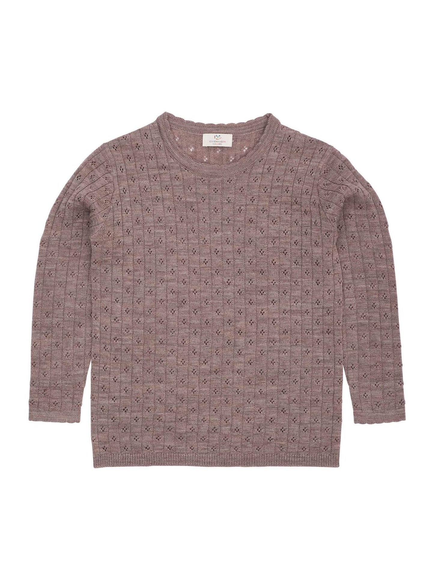 Merino Classic Pointelle Blouse, Natural Melange