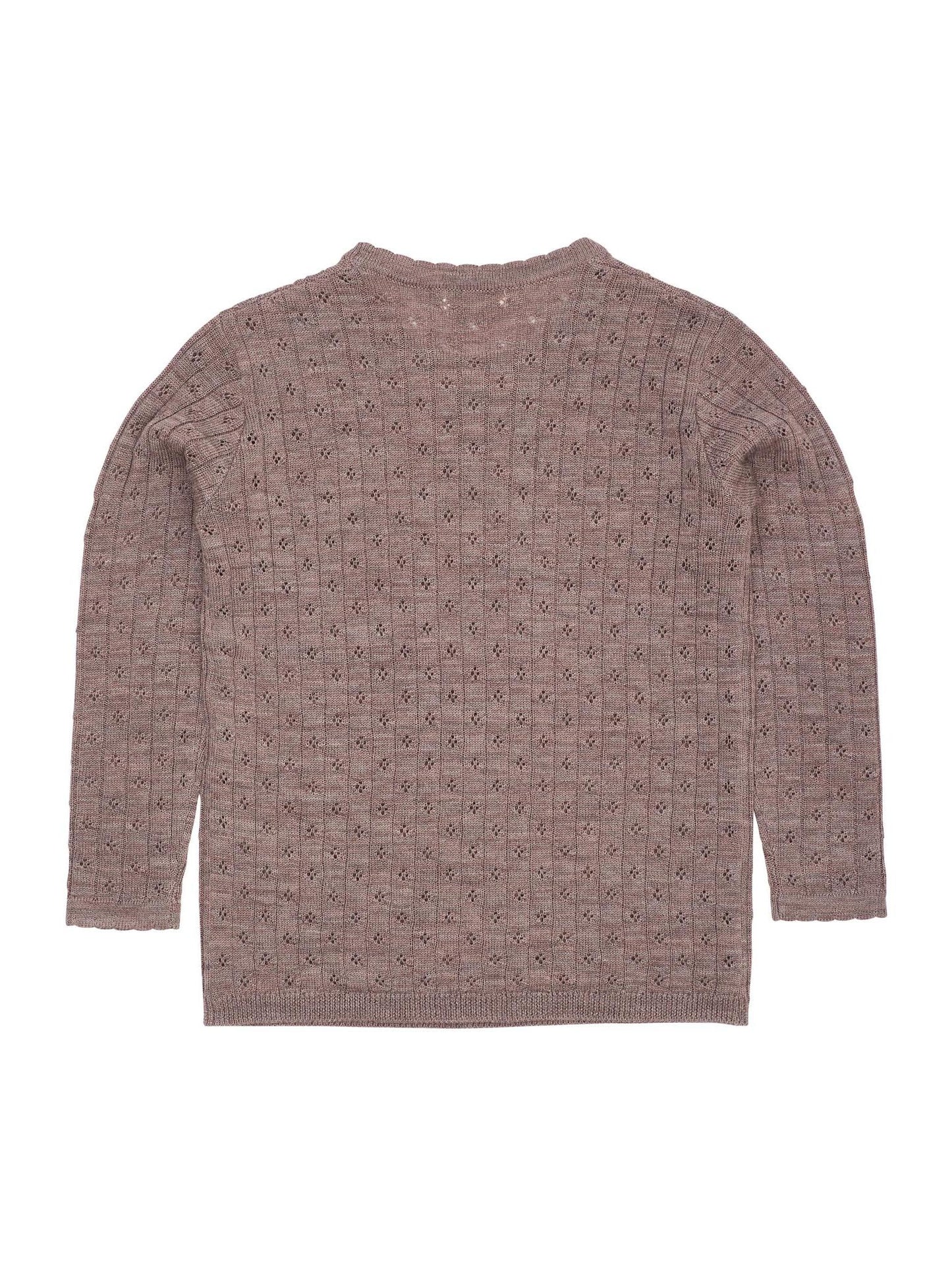 Merino Classic Pointelle Blouse, Natural Melange