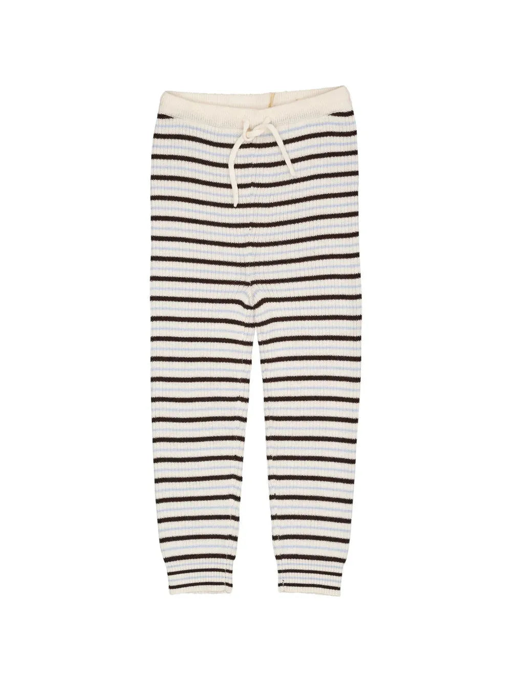 Merino Classic Rib Leggings, Cream / Brown / Dusty Blue