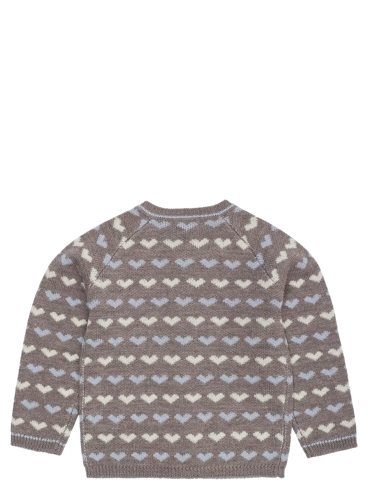 Merino Heart Cardigan, Natural Melange / Dusty Blue