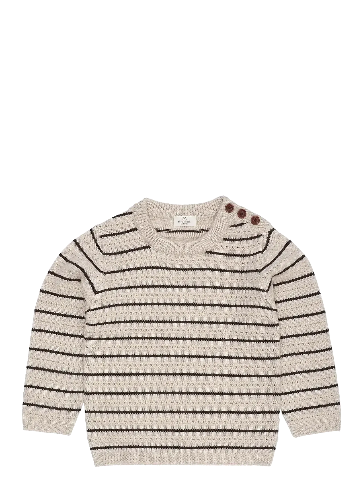Merino Pattern Sweater, Pale Cream Melange & Brown