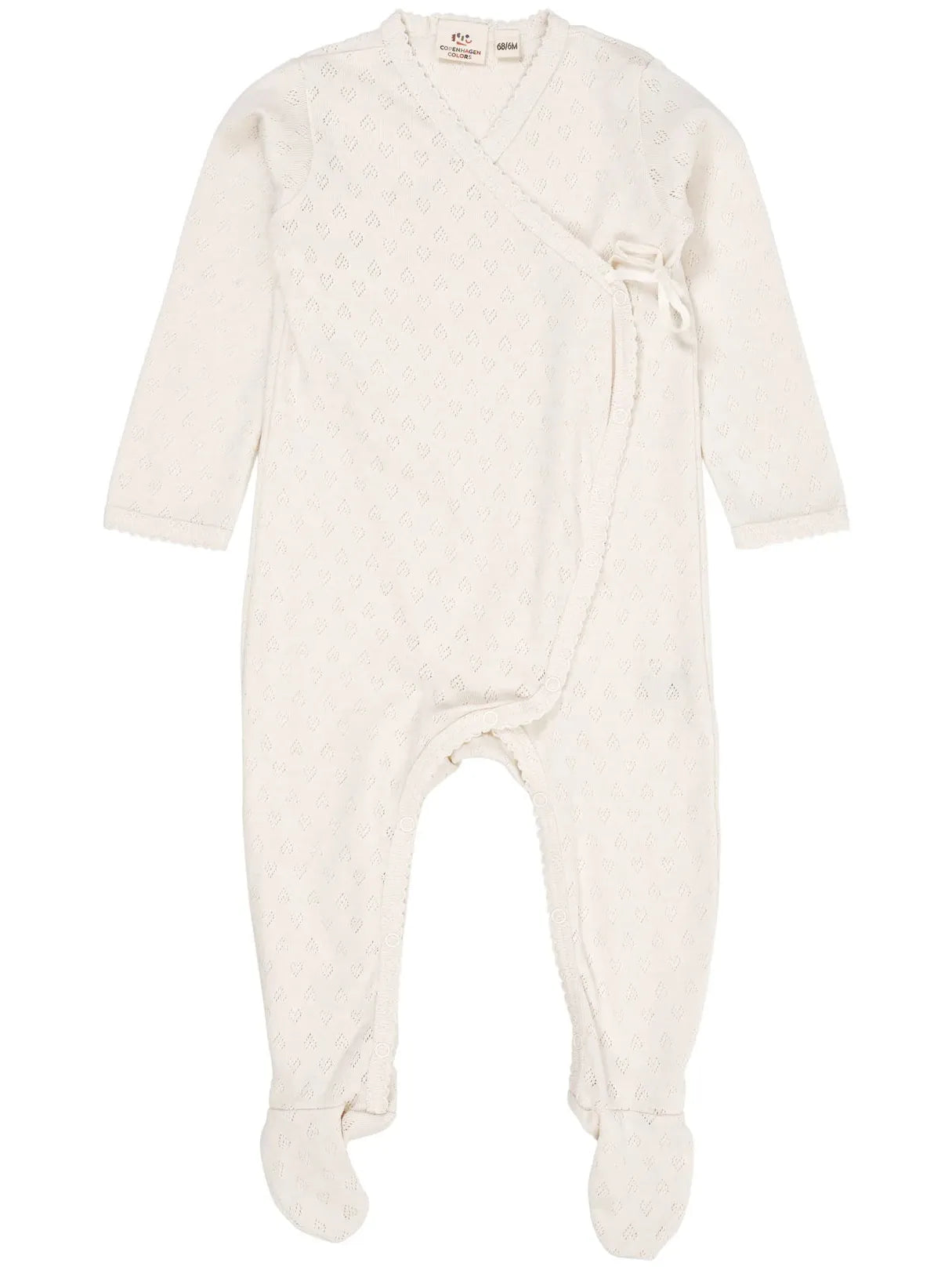Pointelle Cross-Over Bodysuit, Cream