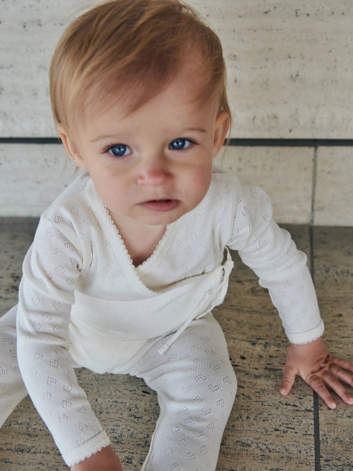 Pointelle Heart Leggings, Cream