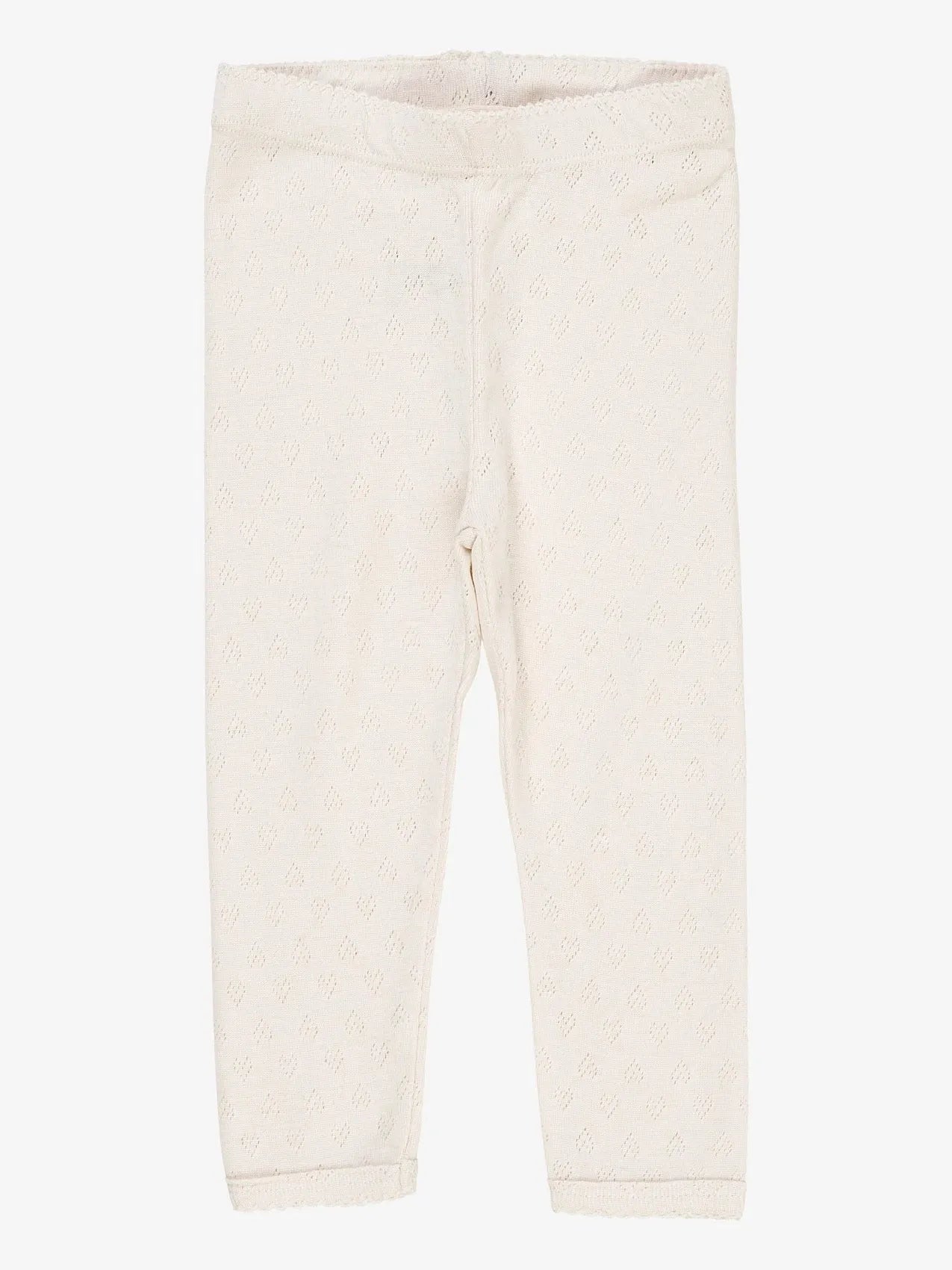 Pointelle Heart Leggings, Cream