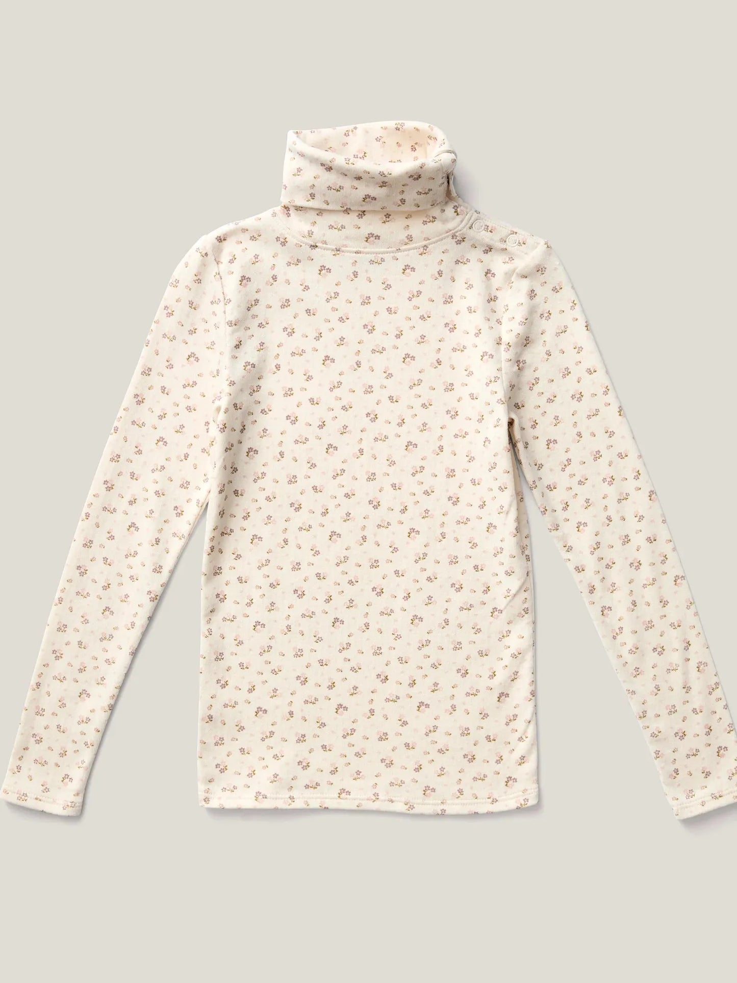 Snap Turtleneck, Calico Print, Rosewood.