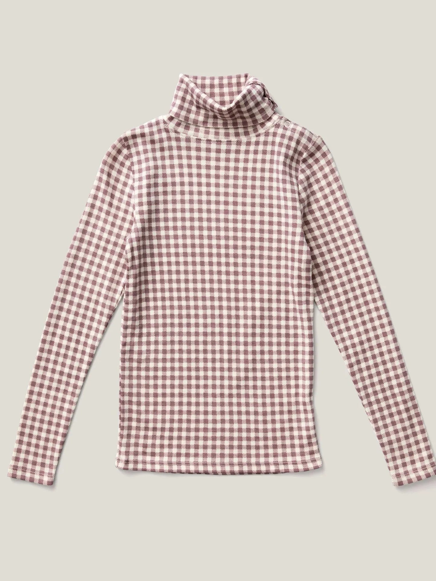 Snap Turtleneck, Gingham Print, Cherry.