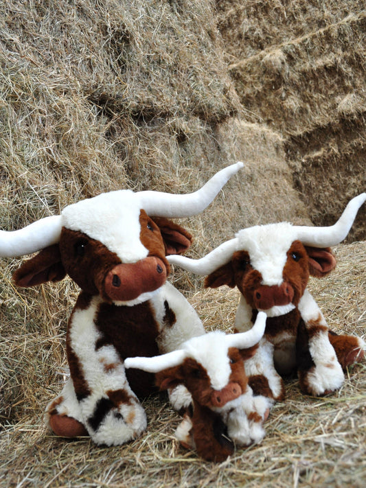 Texas Longhorn Highland Cream Brown Mini Soft Toy Cow, 11cm
