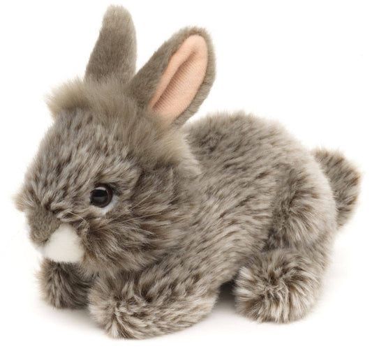 Angora Rabbit Plush, Lying, Gray, 18 cm, Super Soft & Recycled Filling