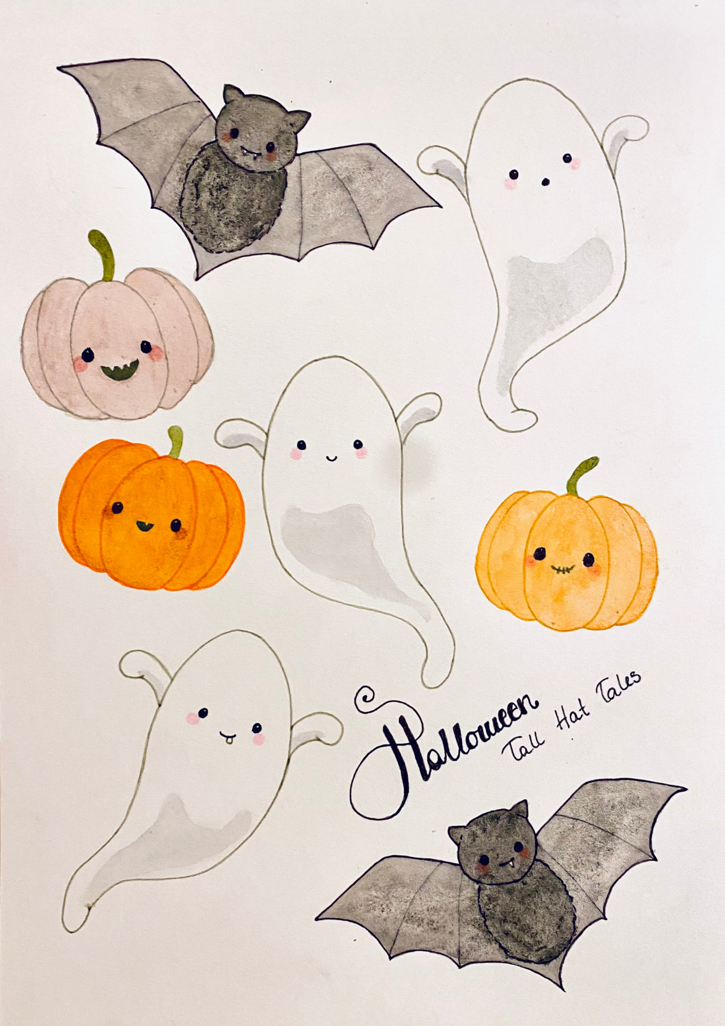Halloween - papercutouts with bats, ghosts and pumpkins