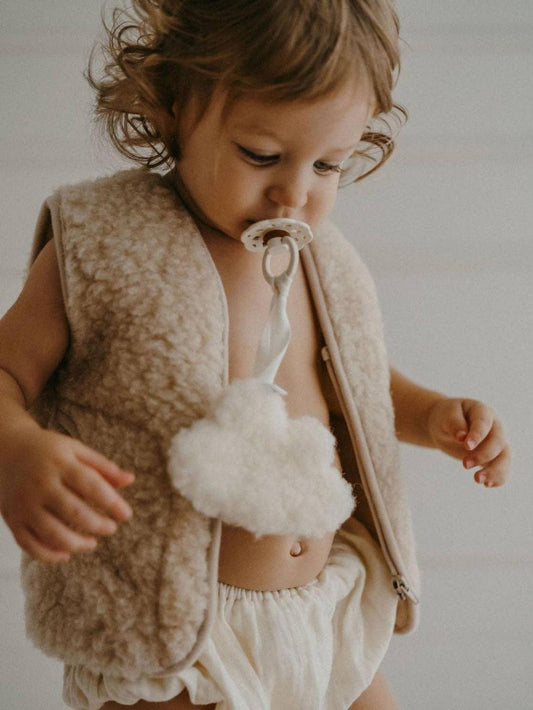 Pacifier Holder, Cloud, Sand, 100% Natural Wool