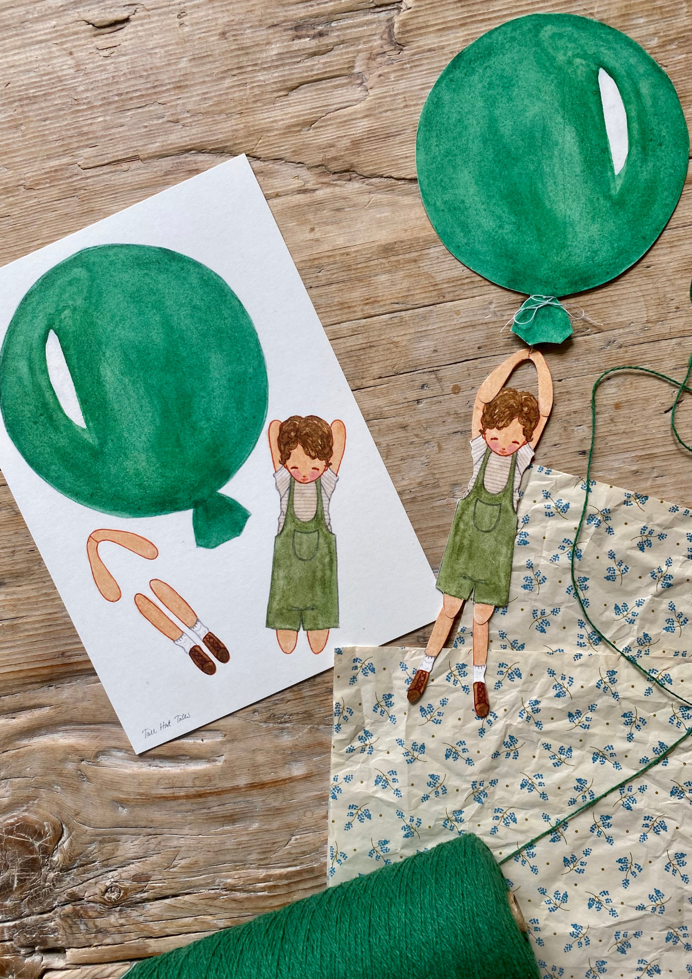 Boy in Balloon Cut-Out, Green, Danish Design