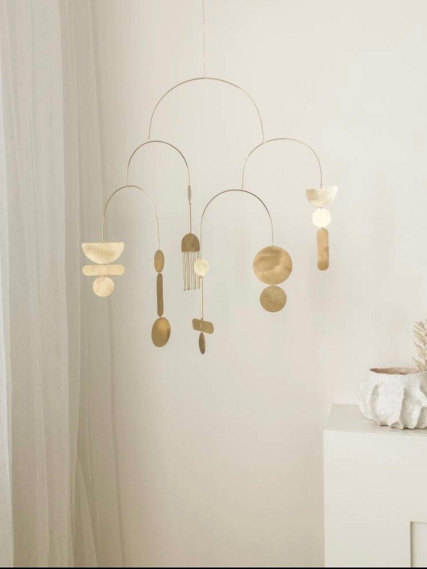 #1 Kinetic Brass Mobile, Small Wave Art