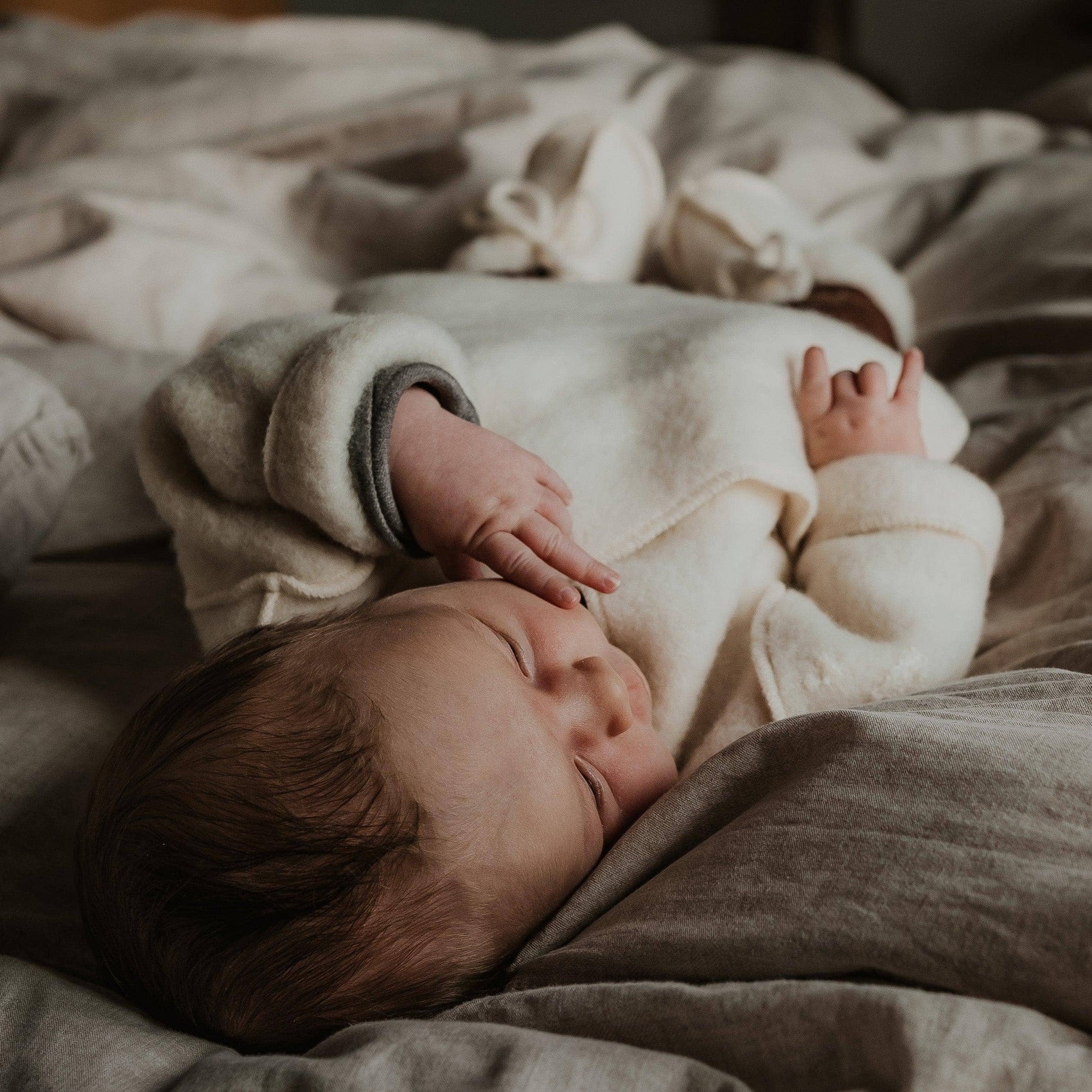 Merino Wool Fleece Newborn Jacket, Natural