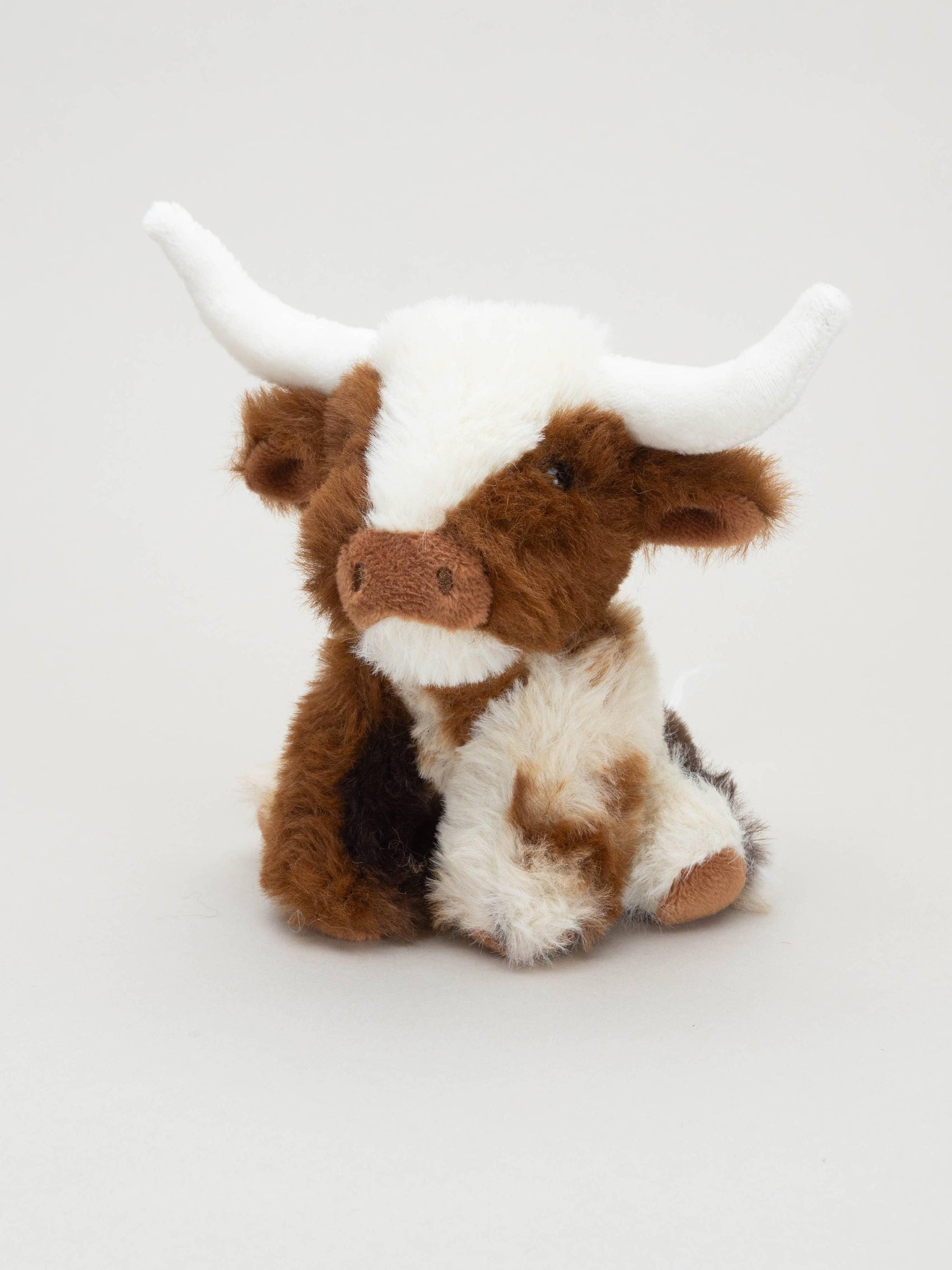 Texas Longhorn Highland Cream Brown Mini Soft Toy Cow, 11cm
