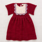 Misha & Puff, Kids Dress, Scallop Bib Dress, Berry, 100% Merino Wool