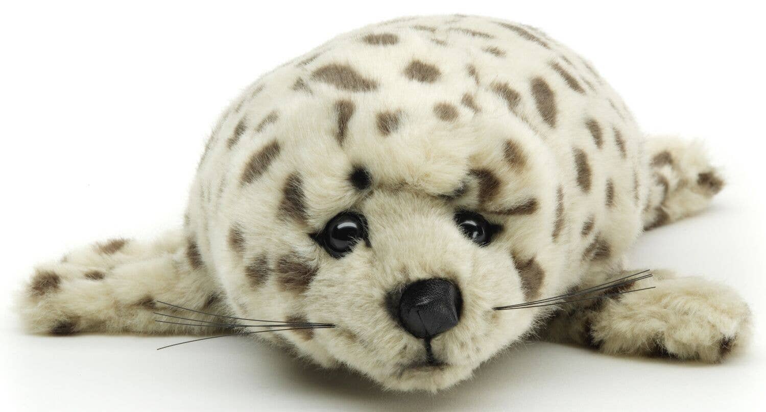 Grey-Dotted Seal Plush, 32 cm, Super Soft & Recycled Filling
