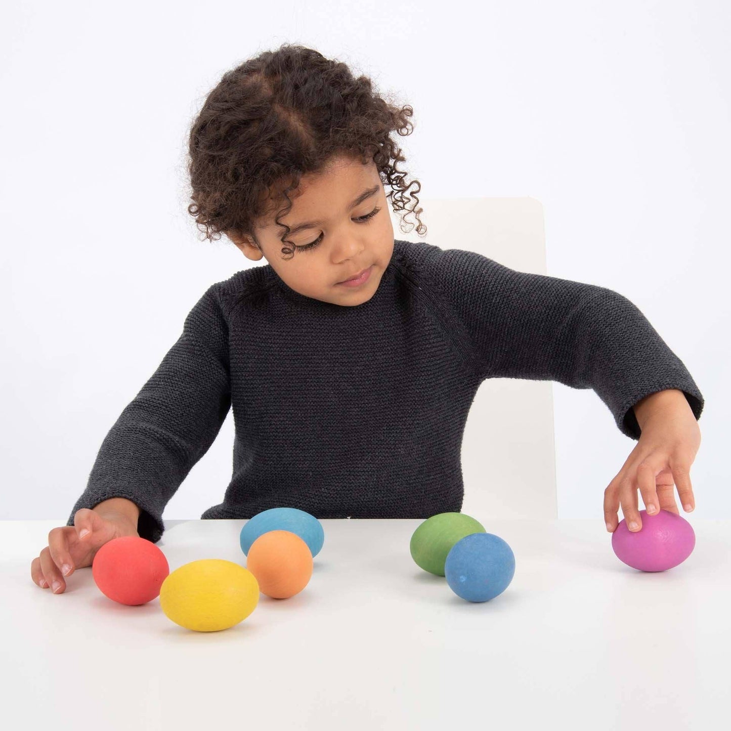 Rainbow Wooden Eggs Set of 7 – Montessori & Waldorf Inspired Toy