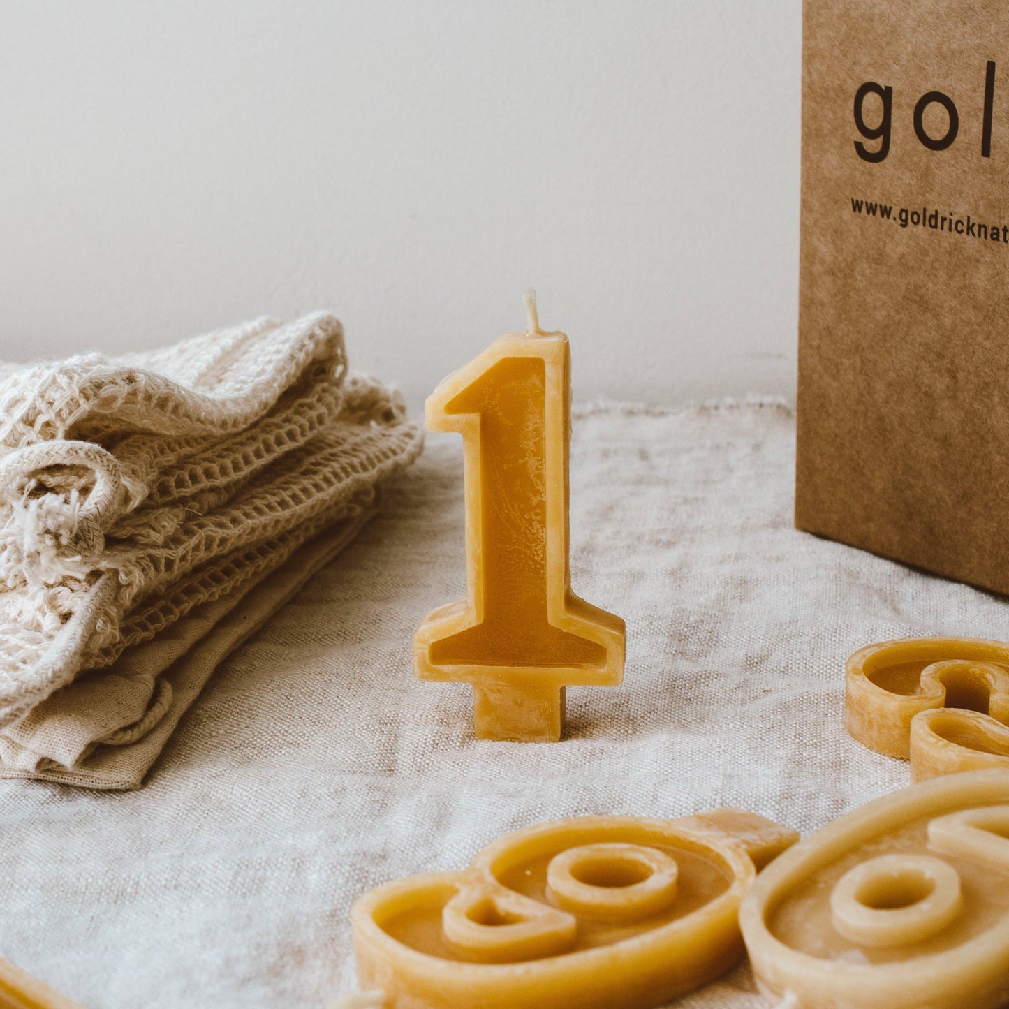 Handmade Beeswax Number Candles, 0–6, Pure Beeswax with Cotton Wick