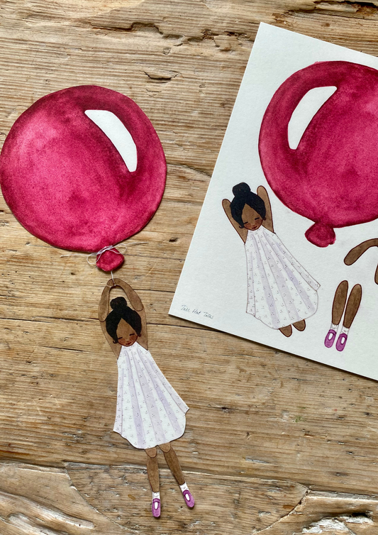 Cut-Out Balloon Girl, Mobile, Red
