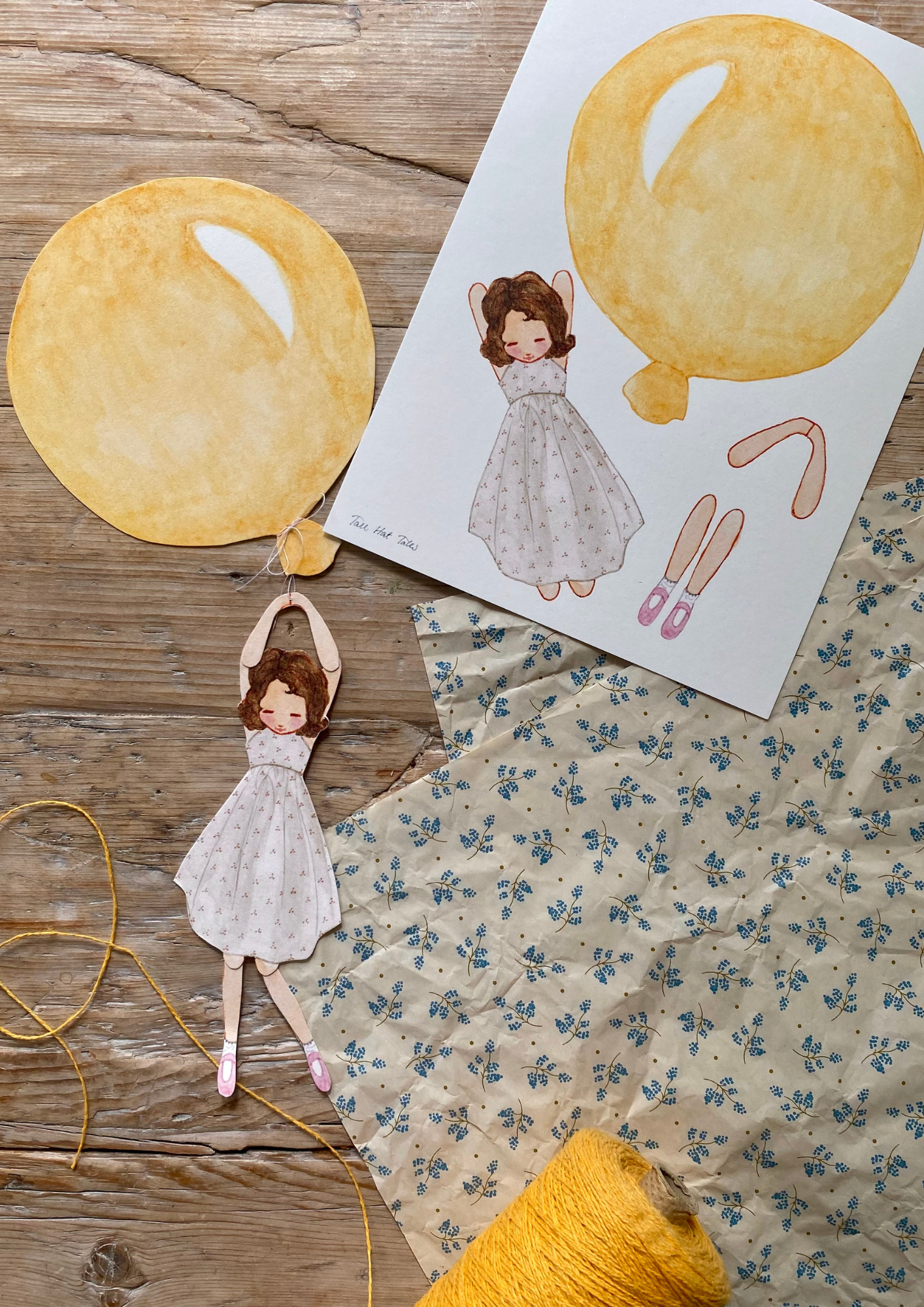 Cut-Out Balloon Girl, Mobile, Yellow