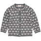 Copenhagen Colors,  Cashmere Cardigan w. hearts, Grey melange/taupe combi
