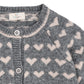 Copenhagen Colors,  Cashmere Cardigan w. hearts, Grey melange/taupe combi