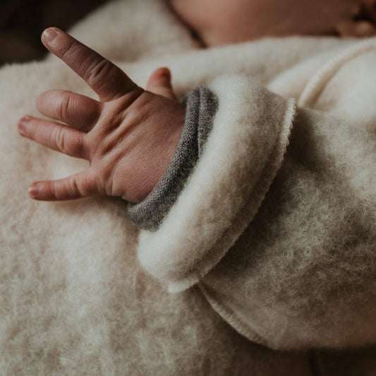 Merino Wool Fleece Newborn Jacket, Natural