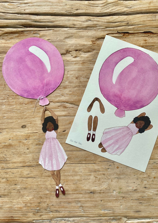 Cut-Out Balloon Girl, Mobile, Purple