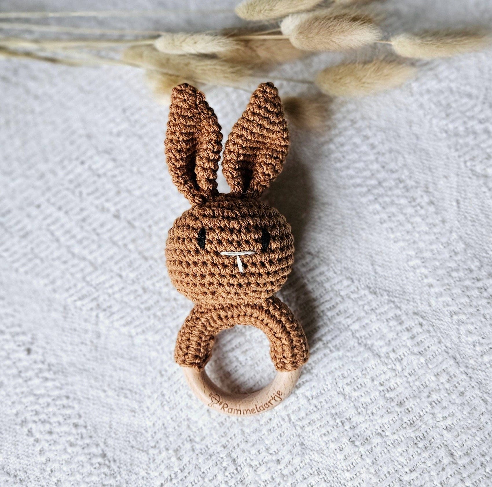 Handmade Crochet Rabbit Rattle - Brown