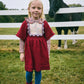 Misha & Puff, Kids Dress, Scallop Bib Dress, Berry, 100% Merino Wool