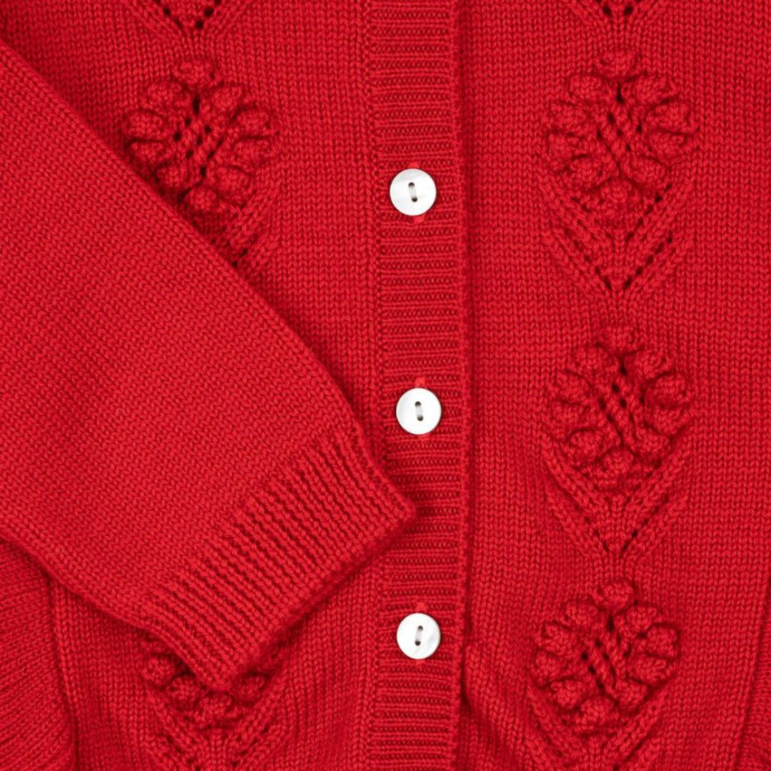 Konges Sløjd, Fiol Frill Cardigan, Barbados Cherry, 100% Merino Wool