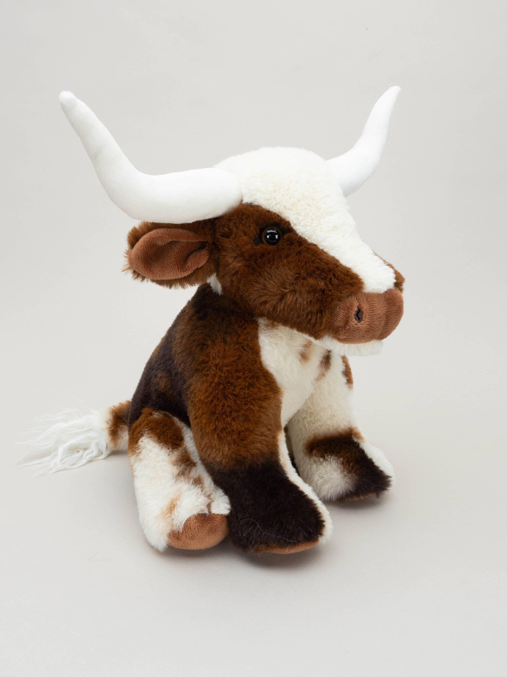 Texas Longhorn Highland Cream Brown Cow Plush Toy, 18cm