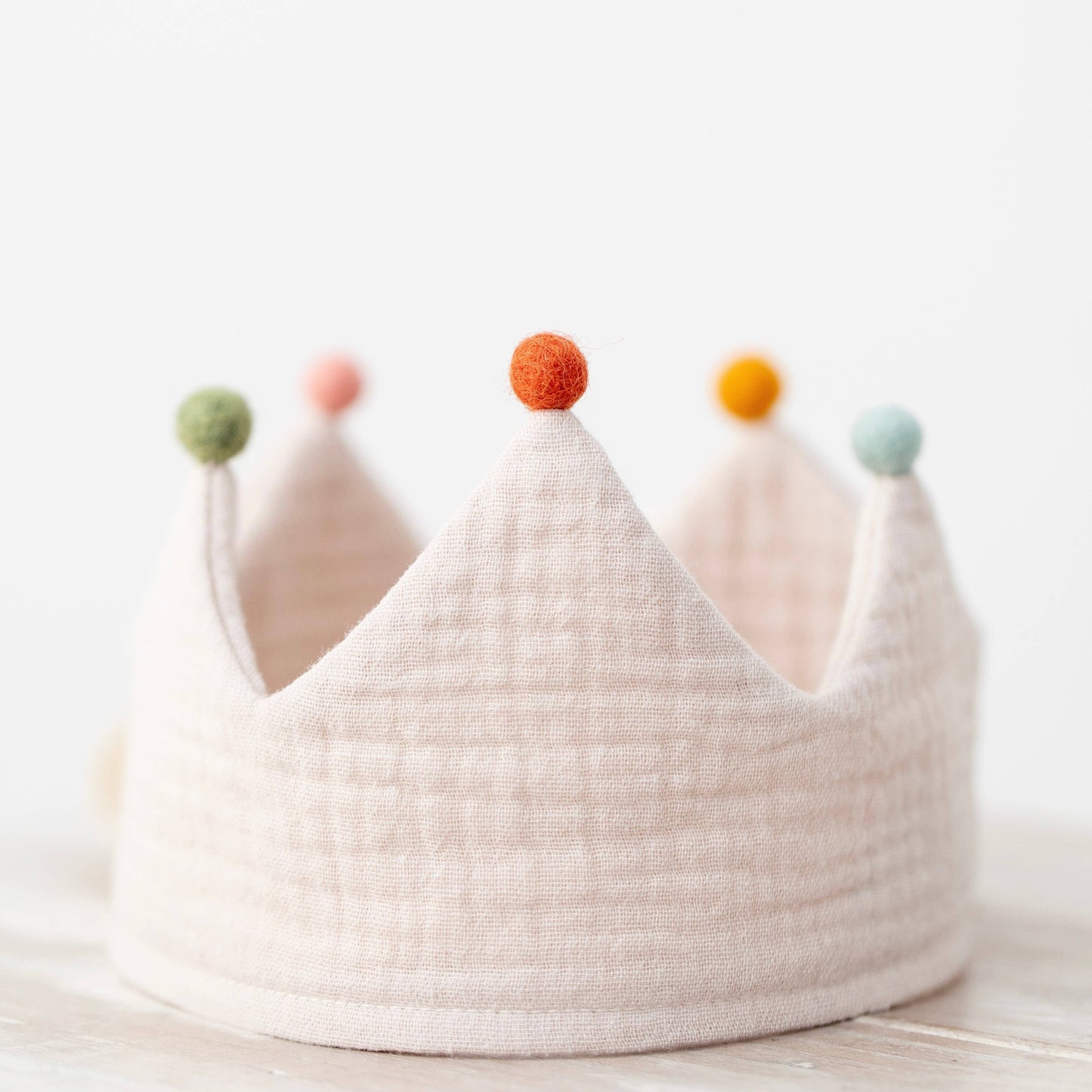 Birthday Crown with Pom-Poms, sand.