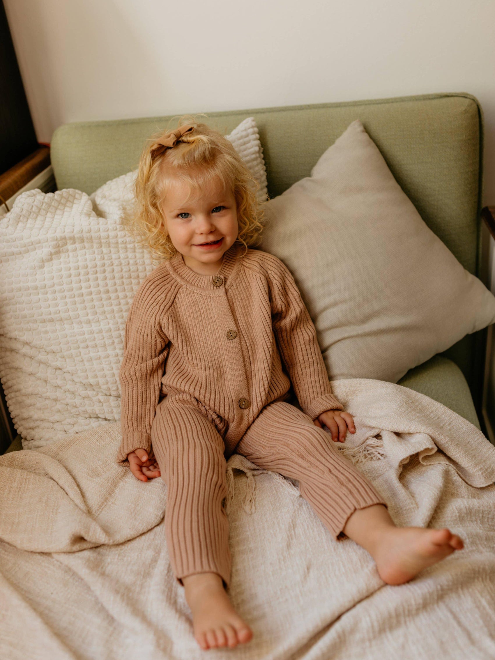 Ava Knit Onesie, Nude