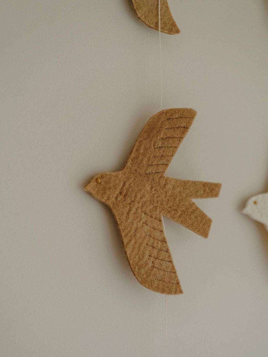 Nursery Mobile, Aléa, Birds, Milk, 100% Natural Wool