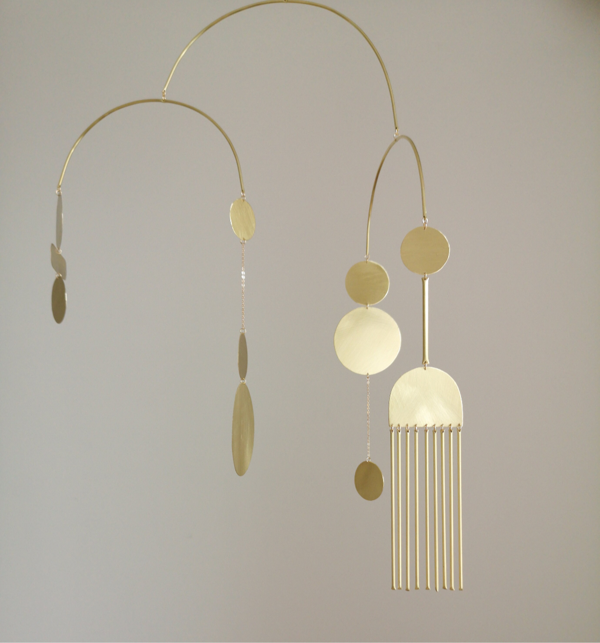 #2 Kinetic Brass Mobile, Small Wave Art, Handmade