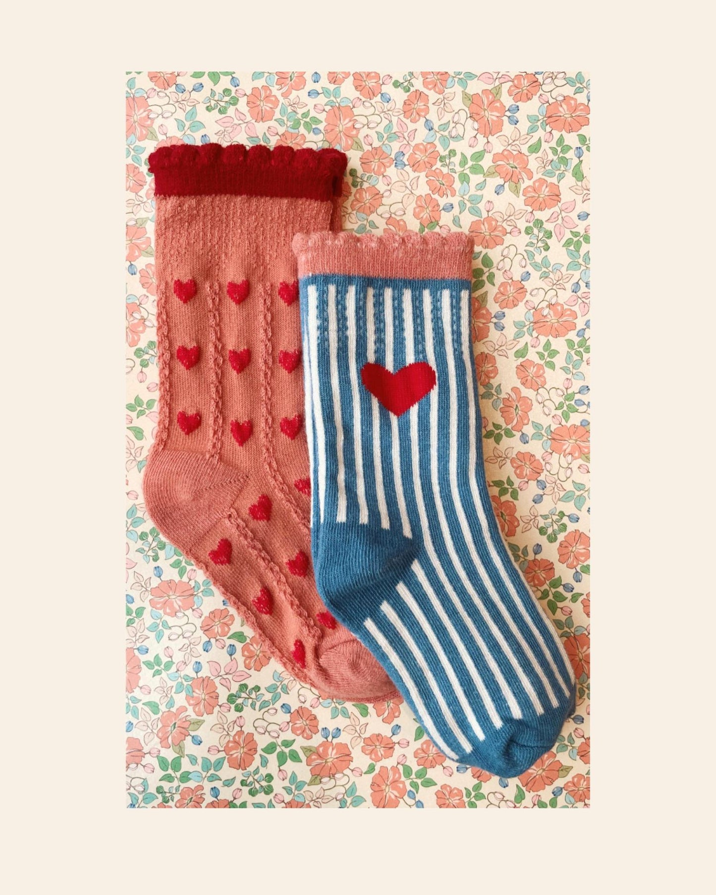 Konges Sløjd, 2-pack Jaquard Socks, Heart Mix