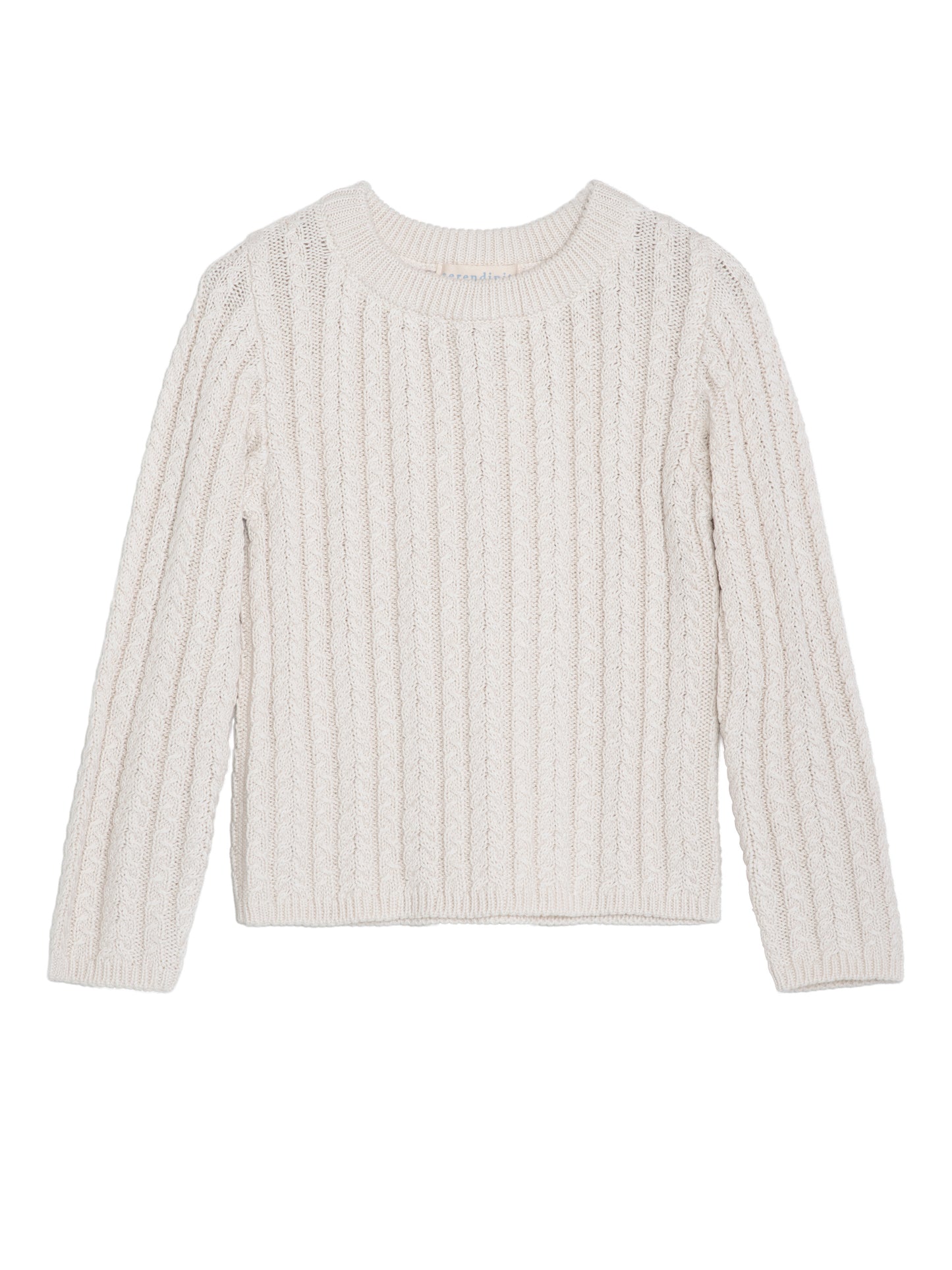 Cableknit Sweater, Creme, 100% Cotton