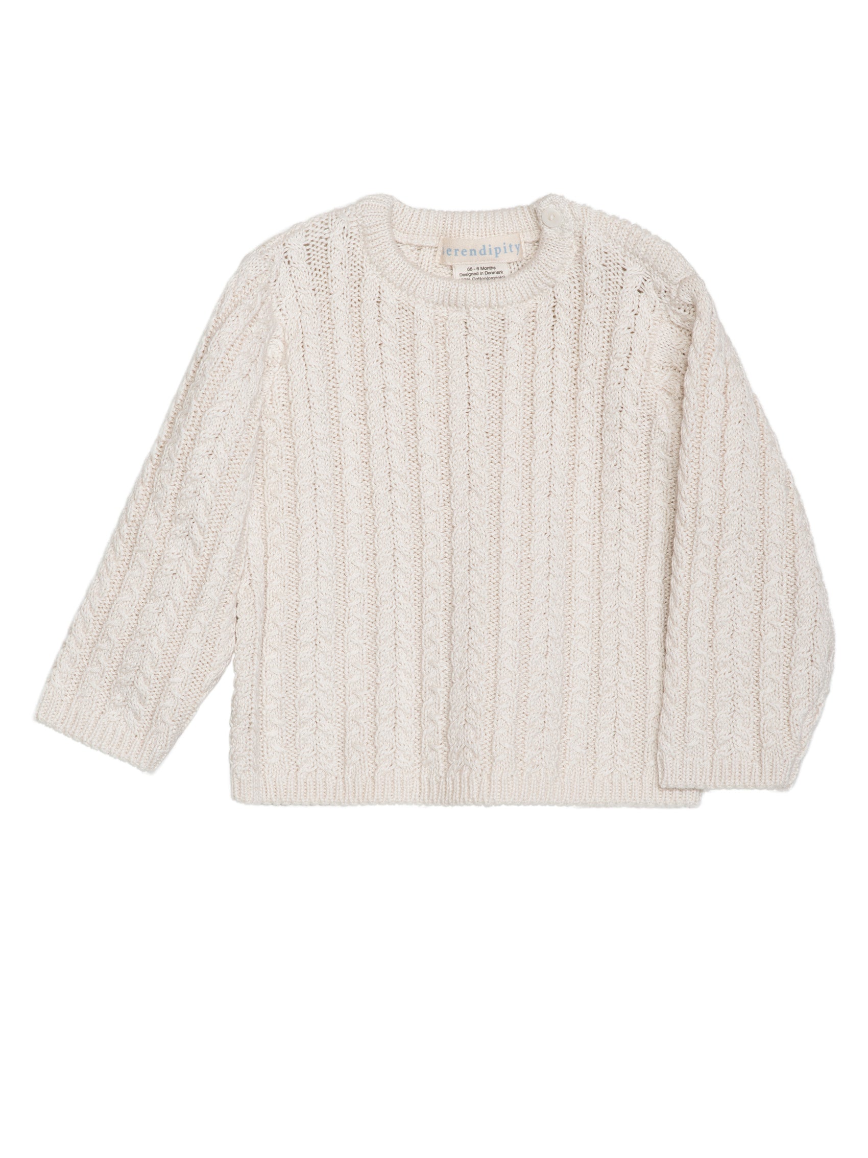 Baby Cable Sweater, Creme. 100 % organic Cotton