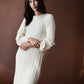 Organic Cotton Cableknitted Dress, Womens. Creme. 100% Organic Cotton
