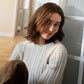 Organic Cotton Cable Knit Sweater, Women, Creme. 100% Organic Cotton