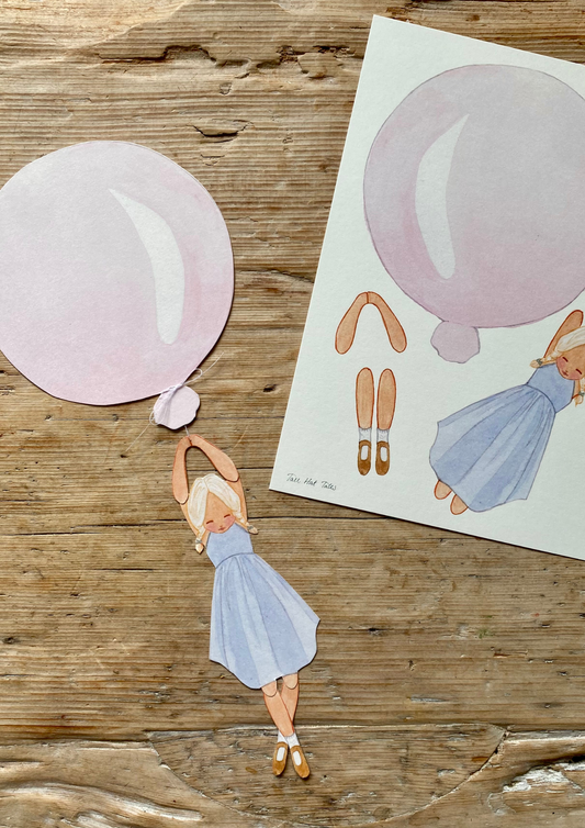 Cut-Out Balloon Girl, Mobile, Pink
