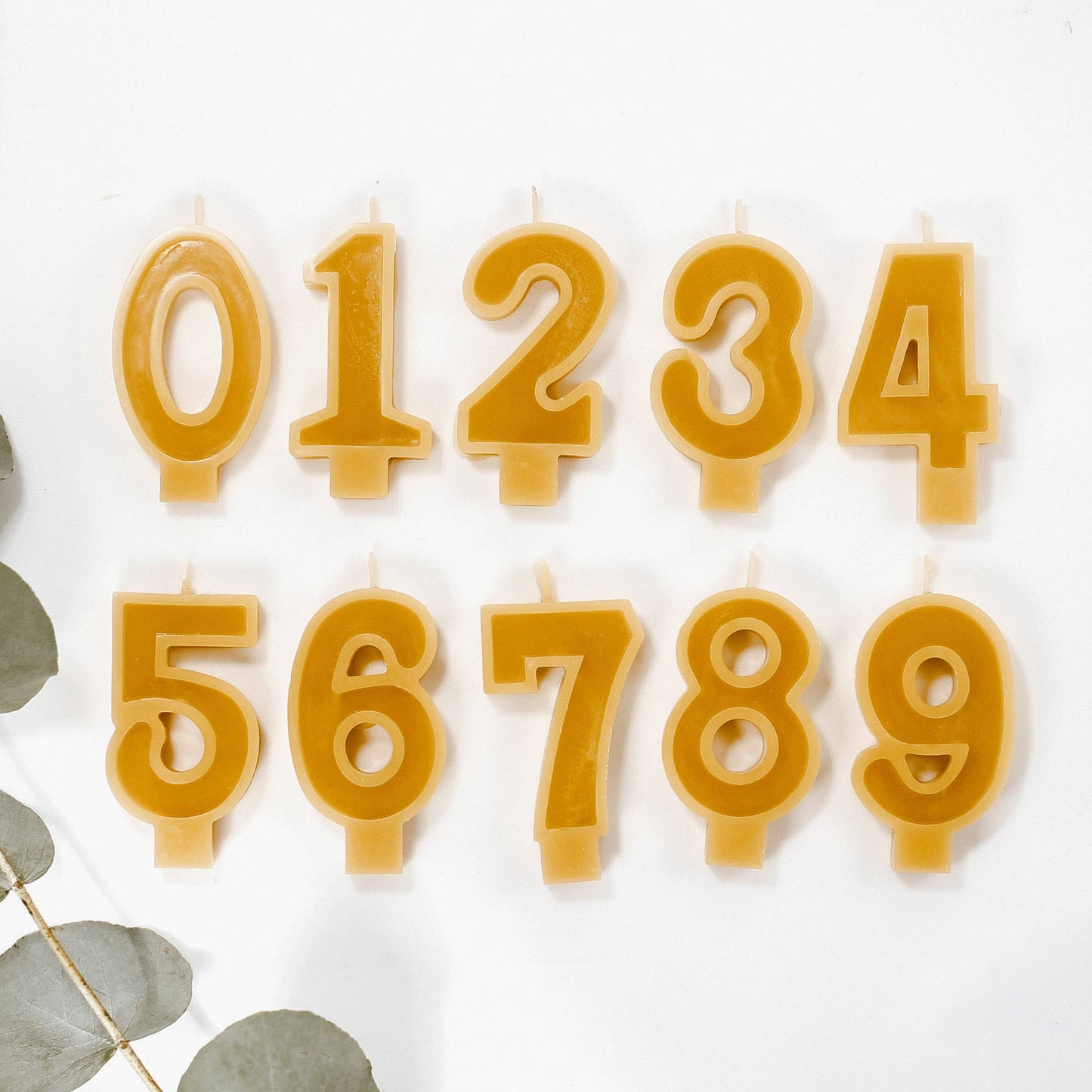 Handmade Beeswax Number Candles, 0–6, Pure Beeswax with Cotton Wick