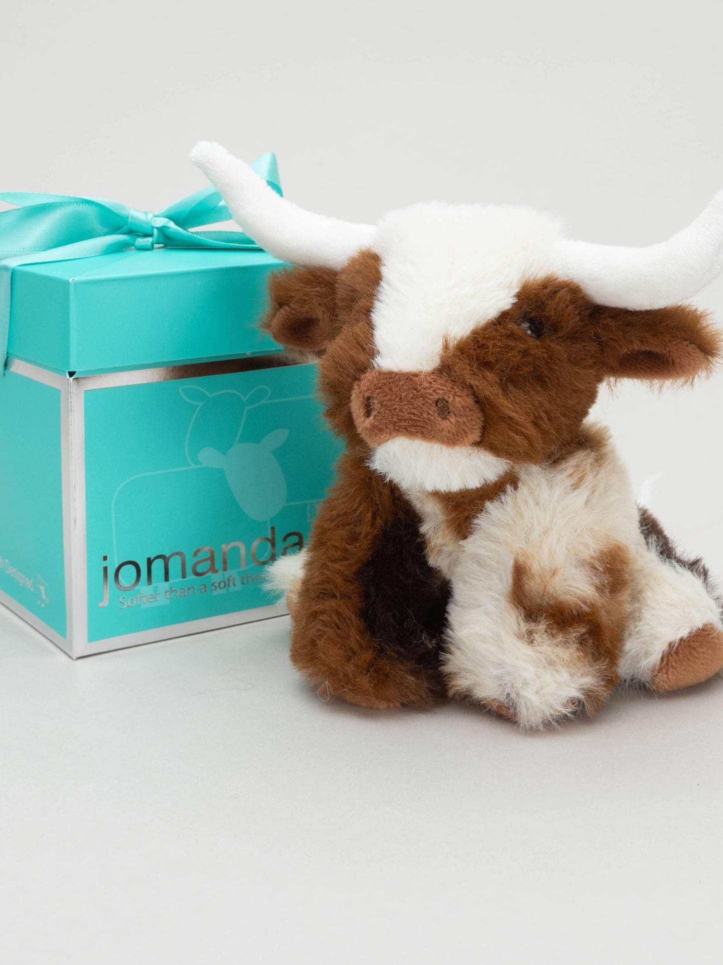 Texas Longhorn Highland Cream Brown Mini Soft Toy Cow, 11cm