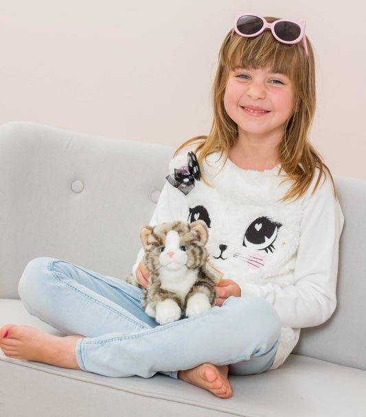 Cat lying grey 20 cm - plush toy - stuffed toy