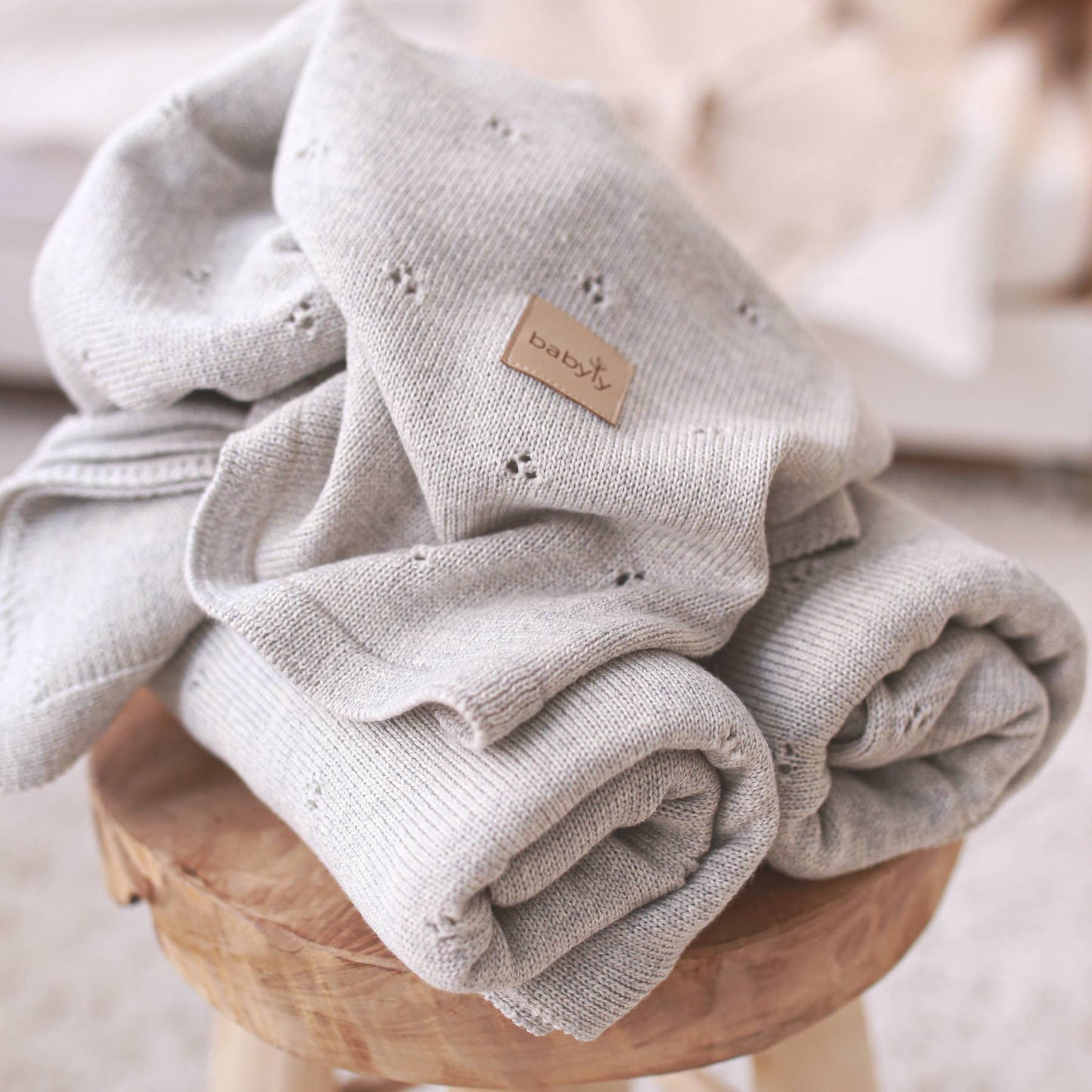 Merino Wool Knitted Baby Blanket, All-Season, Oeko-Tex Certified