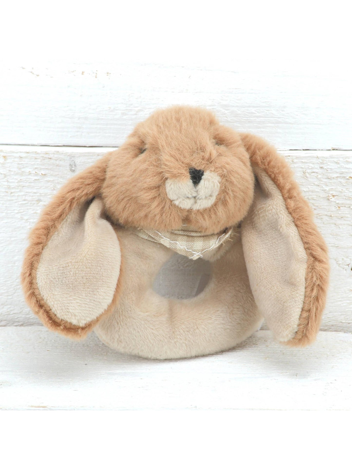 Bunny Baby Rattle, Soft Toy, Brown