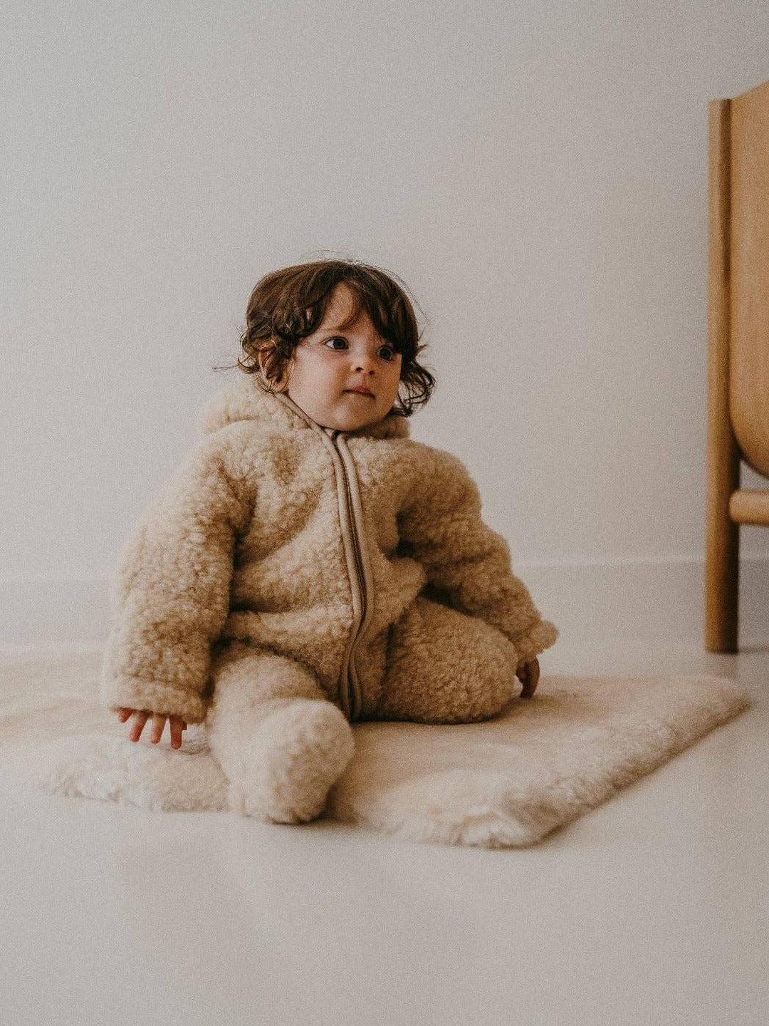 Teddy Onesie, Sand, 100% Natural Wool